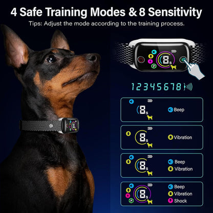 Honeynet Dog Collar, Intelligent Anti-Black Training Device, 8 Sensitivity Levels, Bip/Vibration Modes, Automatic Correction for Small Dogs