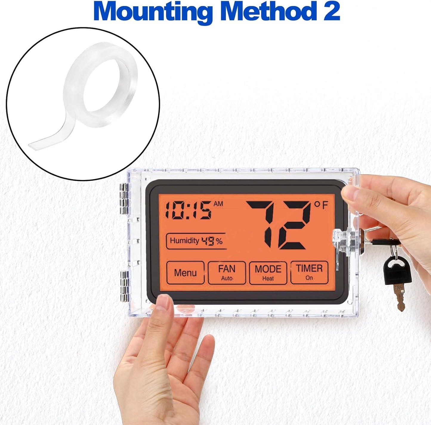 ZEAYEA 2 Pcs Universal Thermostat Lock Box with Key, Clear Thermostat Guard for Thermostat on Wall, Thermostat Cover AC Lock Box Cover Fits Thermostats 6" L x 3.9" W x 2" H or Smaller