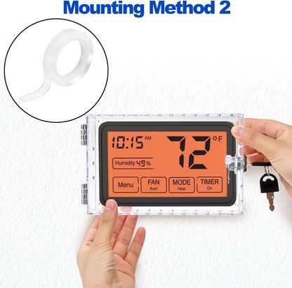 ZEAYEA 2 Pcs Universal Thermostat Lock Box with Key, Clear Thermostat Guard for Thermostat on Wall, Thermostat Cover AC Lock Box Cover Fits Thermostats 6" L x 3.9" W x 2" H or Smaller