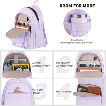 WINDARS School Backpack for Teen Girls, Cute College Backpacks for Women Students Aesthetic Bookbag Large 15.6 Inch Laptop Bag Middle School Travel Back Pack (Khaki Beige)