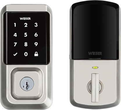 Weiser Halo Matte Black WiFi Smart Lock, Keyless Entry Door Lock, Touchscreen Keypad Door Lock, Amazon Alexa & Google Assistant/Google Home Compatible, Deadbolt Lock, Smart Locks for Entry Door