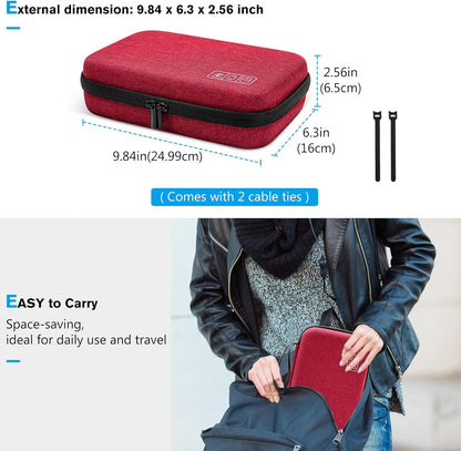ProCase Hard Travel Electronic Organizer Case for MacBook Power Adapter Chargers Cables Power Bank Apple Magic Mouse Apple Pencil USB Flash Disk SD Card Small Portable Accessories Bag -L, Black