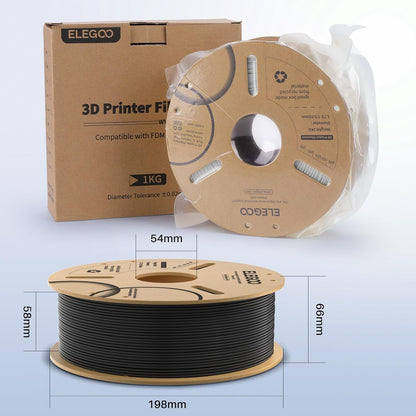 ELEGOO PLA+ Filament 1.75mm Black 4KG, PLA Plus 3D Printer Filament, Dimensional Accuracy +/- 0.02 mm, Tough & High Strength, Fit for Most FDM Printers(1KG/Spool, 2.2 lbs)