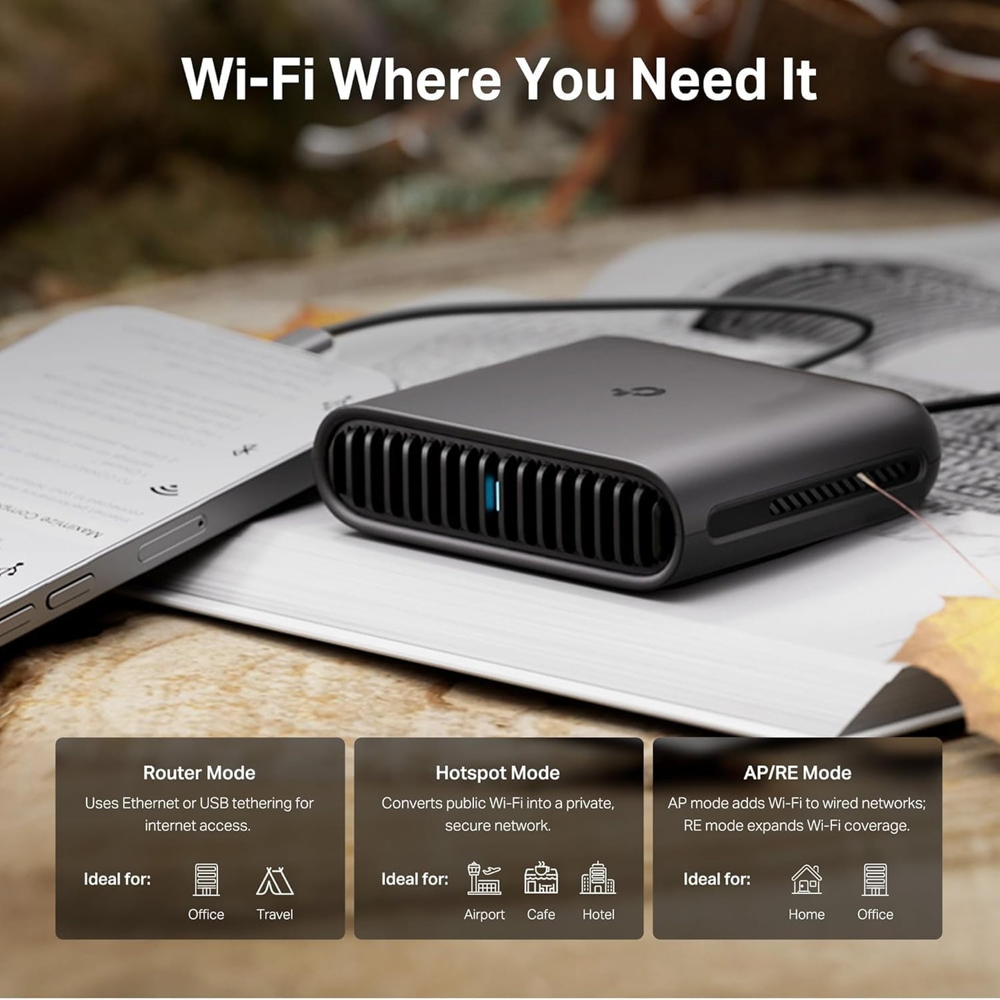 TP-Link Dual-Band WiFi 6 AX3000 Travel Router (TL-WR3002X) – Pocket-Sized, Multi-Gig, OpenVPN, WireGuard, USB 3.0, Phone Tethering, Public WiFi Sharing, Hotel/Cruise Ready, Multi-Mode