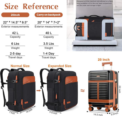 Lumesner Carry on Backpack, Extra Large 40L Flight Approved Travel Backpack for Men & Women