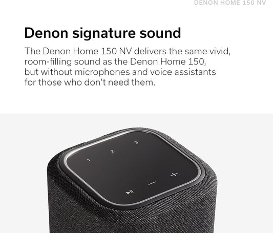Denon Home 150 NV Wireless Speaker (Black), 1" Tweeter, 3.5" Woofer, Home Speaker with HEOS Built-in, AirPlay 2, and Bluetooth, Multi-Room Streaming, Simple Setup, Compact Design - PuriLite
