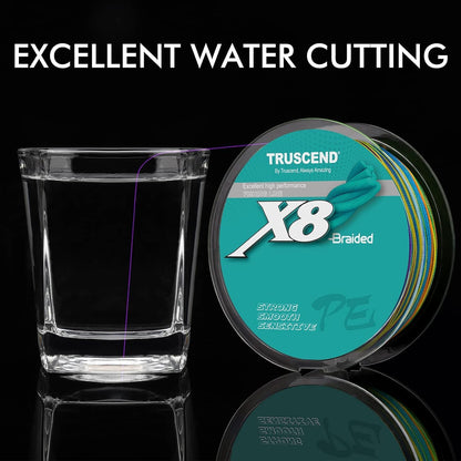 TRUSCEND X8 Braided Fishing Line, Durable and Valuable Braid PE Line for Professionals, More Thinner More Smoother Performance for Casting Well, Must-Have Freshwater Fishing Gear, Fishing Gift for Men