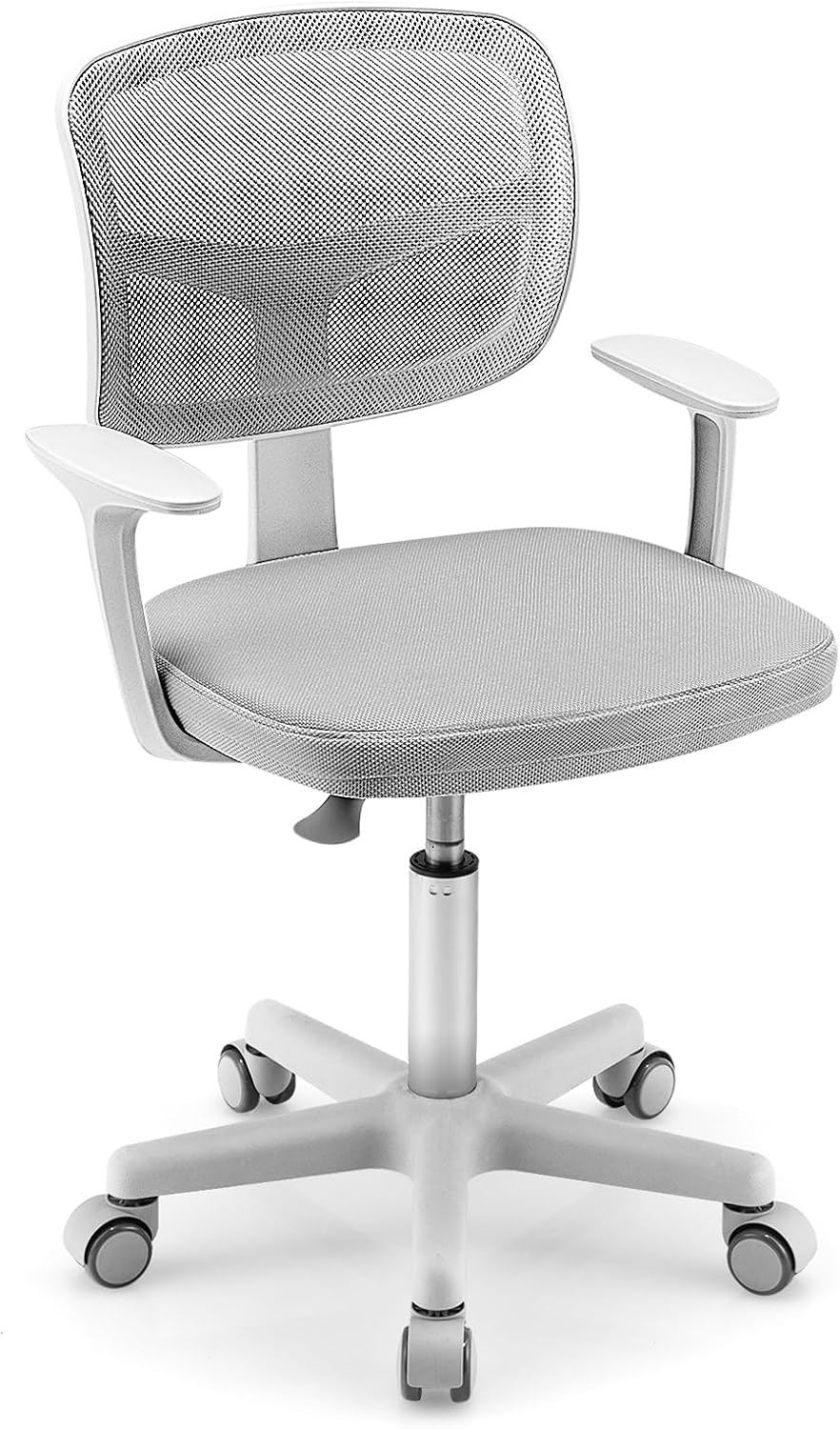 Costzon Kids Desk Chair, Children Study Computer Chair with Adjustable Height, Lumbar Support, Smooth Casters, Swivel Mesh Seat, Ergonomic Kids Task Chair for 4-12, Home, School, Office (Grey)