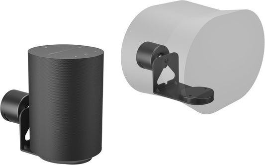 ynVISION.DESIGN Pair of Adjustable Wall Mount Brackets Compatible with SONOS ERA 100 and ERA 300 | Tilts, Swivels and Rotates | Black | 2 Pack - PuriLite