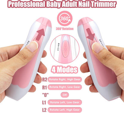 Qunlions life Electric Nail File Drill for Baby, No Sharp Claws Hurt, 6 in 1 Safety Cutter Trimmer Clipper for Toes and Fingers (Blue)