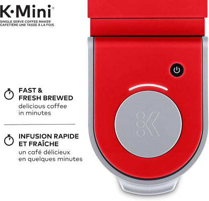 Keurig K-Mini Cafetière à dosettes K-Cup à usage unique, présentant un design ultra-élégant, Rouge Coquelicot