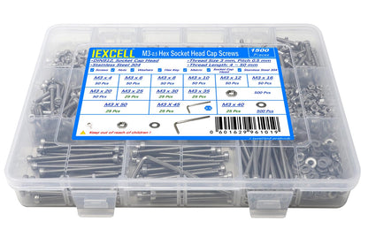 iexcell 25 Pcs M6 x 20mm Thread Pitch 1 mm Stainless Steel 304 Hex Socket Head Cap Screws Bolts Kit