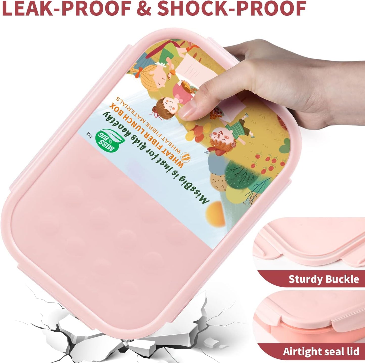 MISS BIG® Bento Box,Lunch Box Adult,Ideal Leak Proof Lunch Containers,Mom's Choice Lunch Box for Kids,No BPAs and No Chemical Dyes,Microwave and Dishwasher Safe Lunch Container (1900ml White)