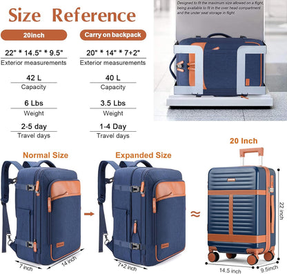 Lumesner Carry on Backpack, Extra Large 40L Flight Approved Travel Backpack for Men & Women