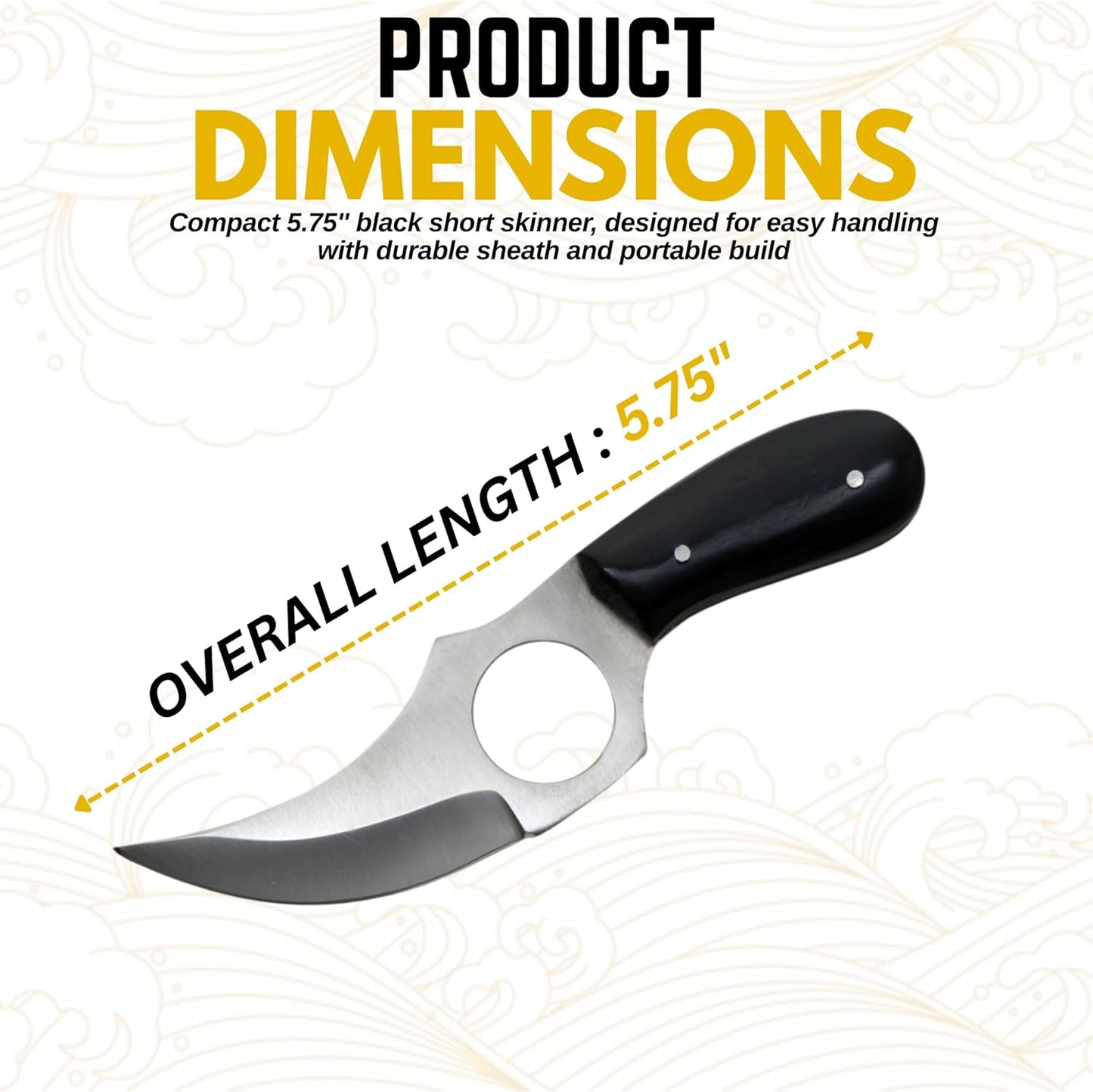 Szco Supplies Black Short Skinner Knife