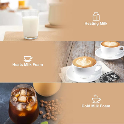 Milk Frother, Seedeem 4-in-1 Electric Milk Steamer, 10.2oz/300ml Automatic Warm and Cold Milk Foamer, Stainless Steel Milk Steamer for Latte, Cappuccinos, Hot Chocolate Milk ……