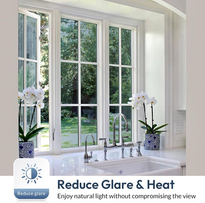 rabbitgoo Window Films for Privacy, Static Cling Frosted Glass Sticker, Non-Adhesive Privacy Film Sun Blocking Window Covering Frosting Vinyl Bathroom Sliding Glass Door, 44.5 x 200cm, Pure Frosted