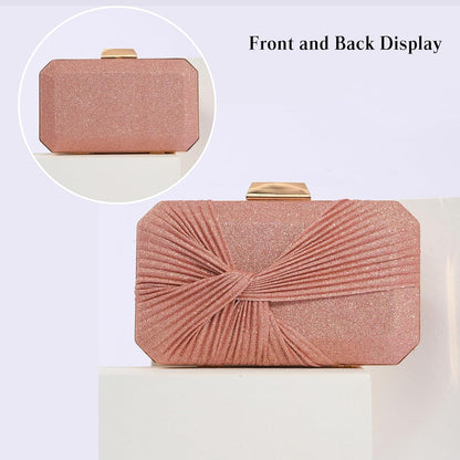 CORIOS Pleated Evening Bag Sparkly Sequin Clutch Bag for Women Sparkly Handbag Bridal Wedding Purse Elegant Crossbody Bag