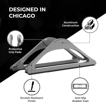 HumanCentric Vertical Laptop Stand for Desk – Automatic Adjustable Upright Laptop Dock, Space Gray Aluminum Holder