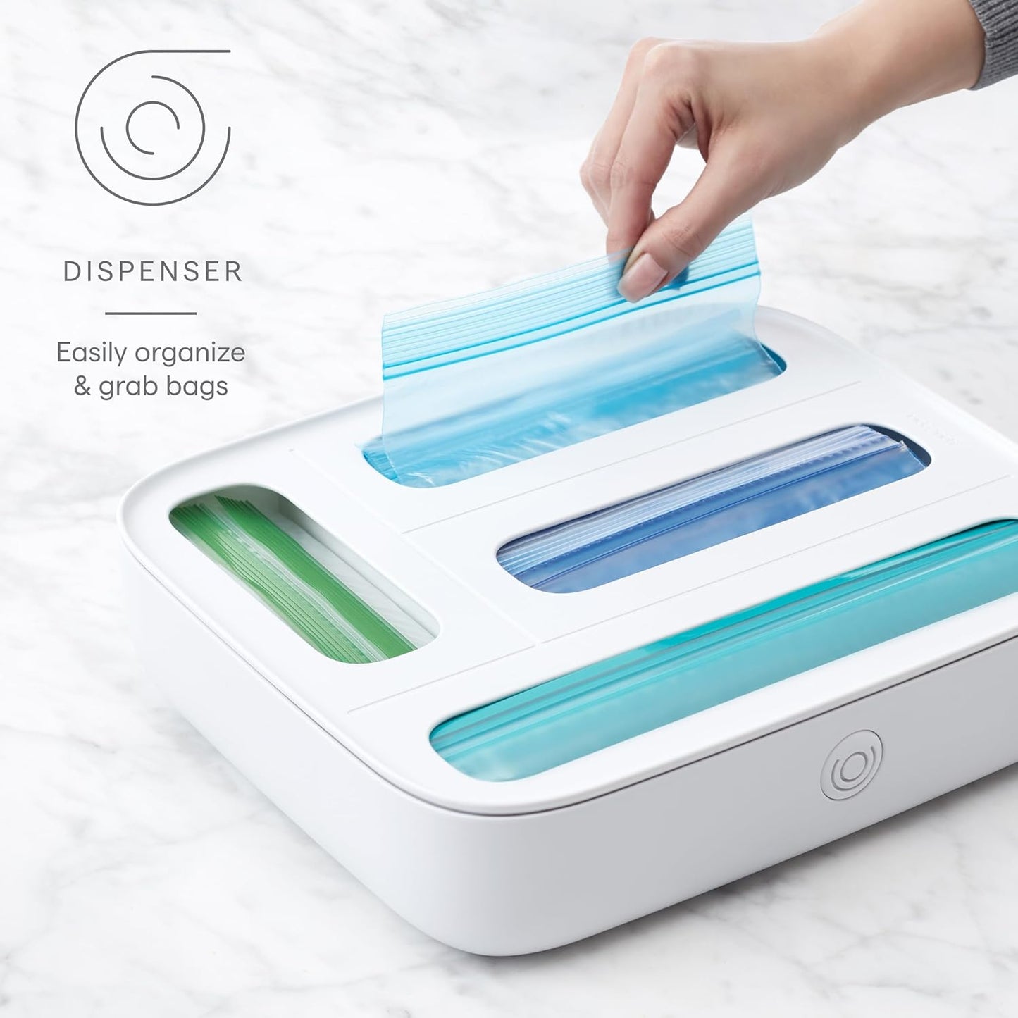 YouCopia StoraBag Drawer Food Bags Dispenser, 3-Slot, Plastic Sandwich Bag Organizer for Kitchen Storage