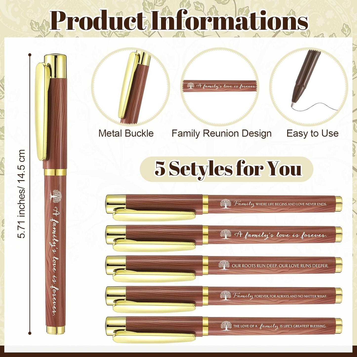 Sayglossy 60 Set Family Reunion Favors Gift Include 5 Styles Ballpoint Pens with Remembering Our Roots Gift Cards and Ties for Gathering Reunion Theme Party Decorations