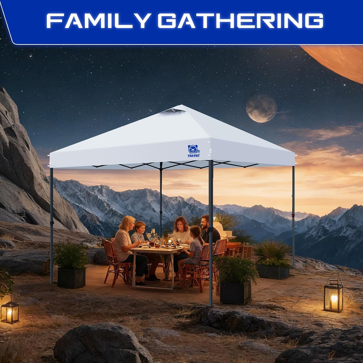 FANPAT 10x10 Pop Up Canopy Tent, Instant Portable Shelter, White 10x10