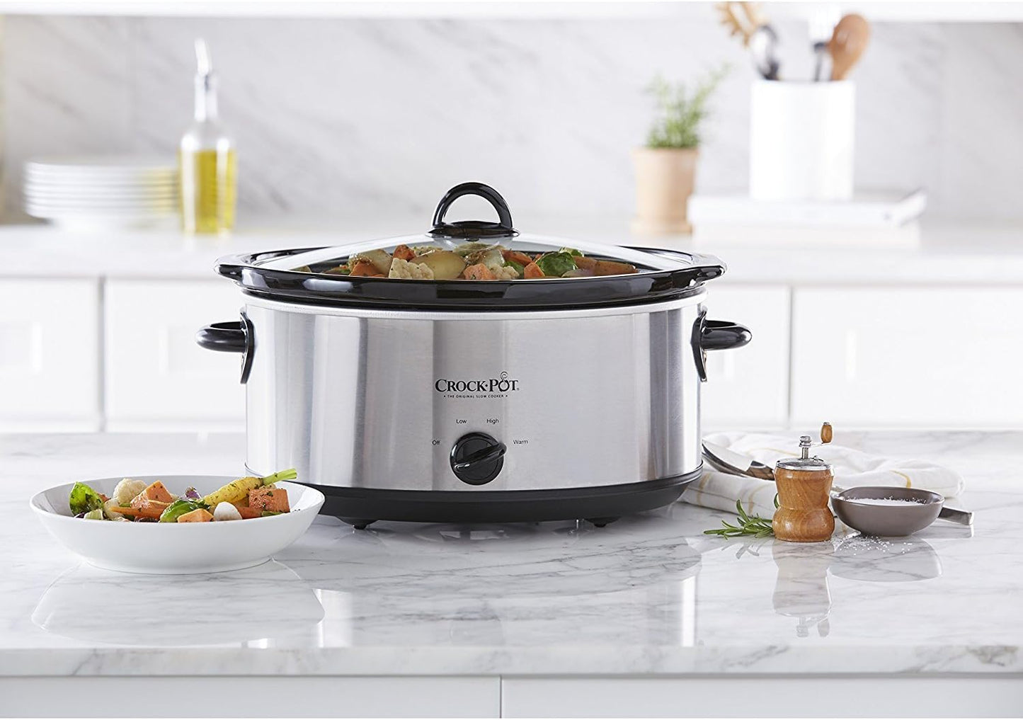 Crock-Pot 7-Quart Oval Manual Slow Cooker | Stainless Steel (SCV700-S-BR)