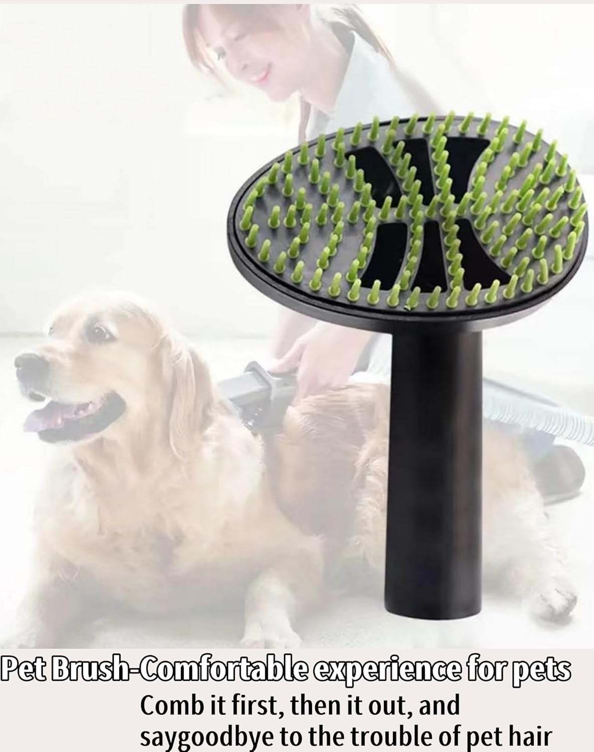 XWHLXY Shedding Brush Vacuum Attachment Kit - Pet Grooming Vacuum Cleaner Tool | Pet Massage Tool | 1m Hose | 32/35mm Adapter, for Most Vacuums(4pcs Set)