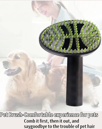 XWHLXY Shedding Brush Vacuum Attachment Kit - Pet Grooming Vacuum Cleaner Tool | Pet Massage Tool | 1m Hose | 32/35mm Adapter, for Most Vacuums(4pcs Set)