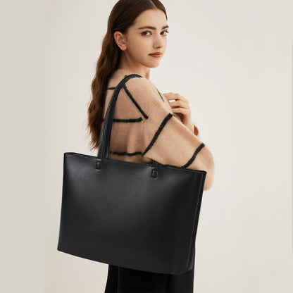 KALIDI Tote Bag Zipper Shoulder Bag Faux Leather Purses for Women Large Casual Handbag Work Dating College