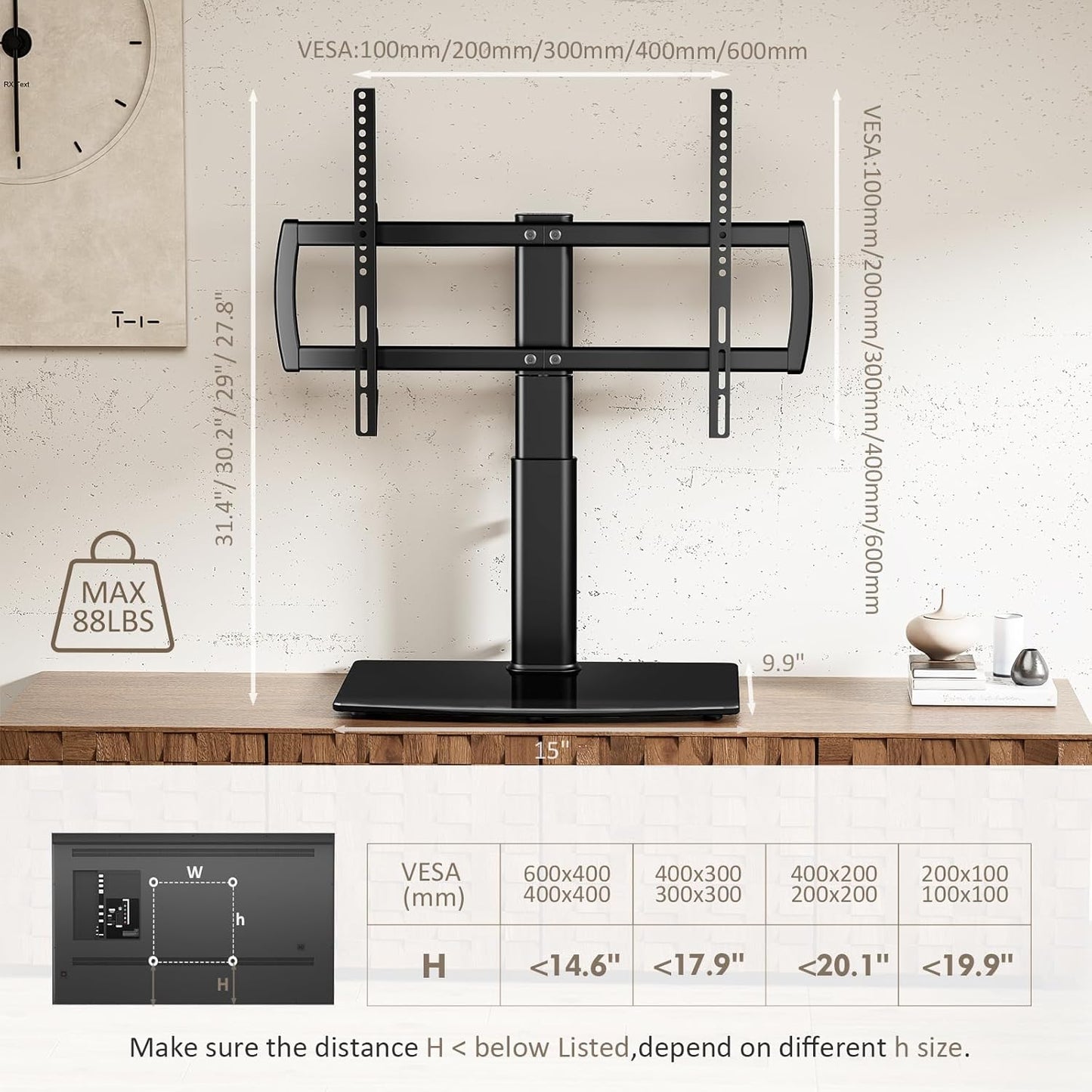 Purilite Select Swivel Tabletop TV Stand (27"–70")