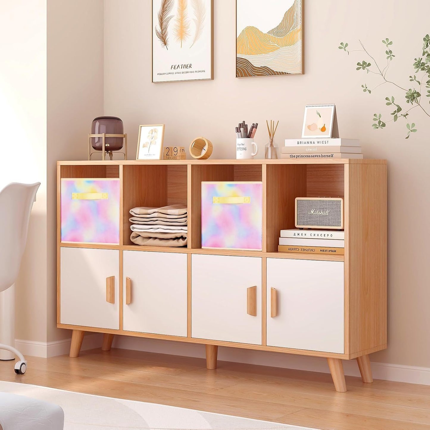 ShellKingdom Storage Bins, Foldable Fabric Storage Cubes And Cloth Organizer Drawer For Closet And Toys, 6 Pack (Lavender+Light Blue+Pink)