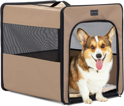 PETSFIT Soft Sided Dog Crate, Travel Dog Crate - 19 Inch Lightweight, Roomy, Easy to Set Up, Sturdy Portable Dog Kennel with Thick Mat, Navy Blue