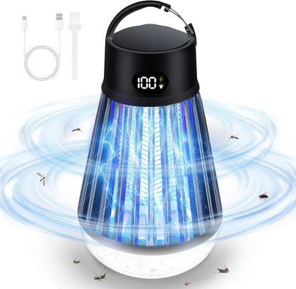 Eachway Bug Zapper Outdoor, 2 in 1 Powered Mosquito Zappers Killer with 2000mAh Battery & LED Light, 2000V Electric Fly Zapper, Waterproof Insect Zapper for Backyard, Patio (Black)
