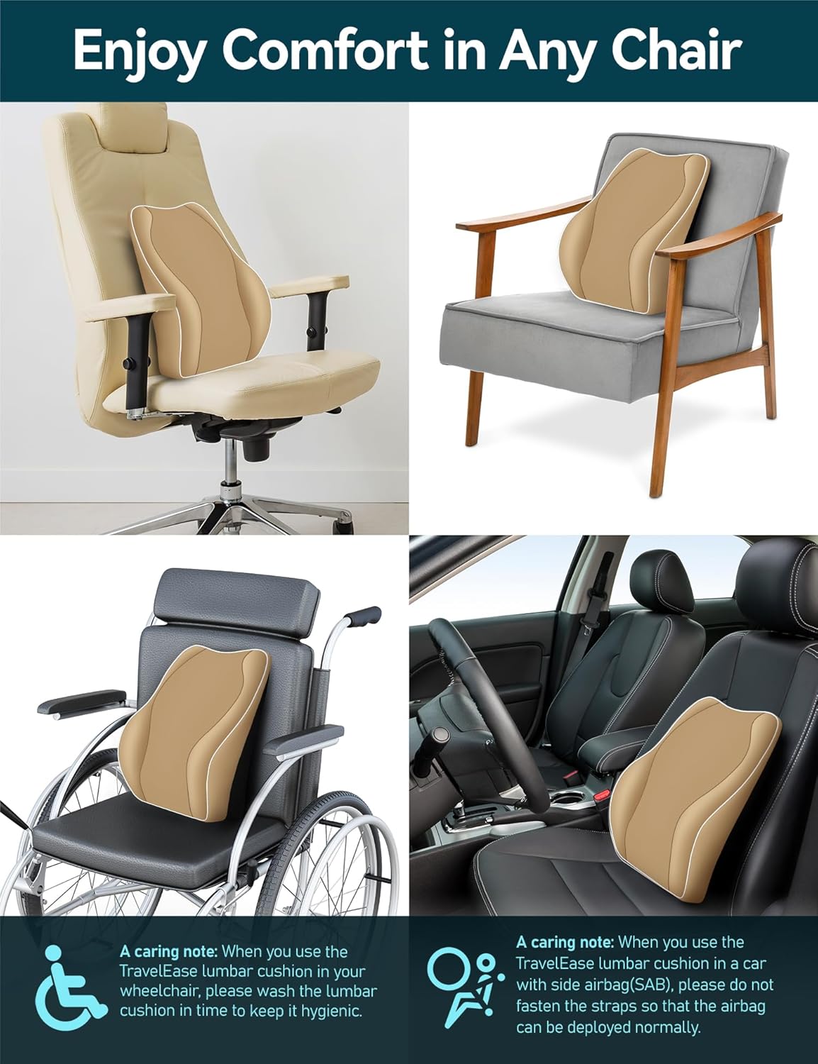 Purilite Select Ergonomic Lumbar Support Cushion