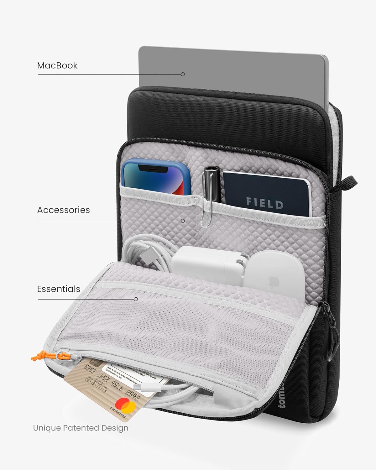 tomtoc DefenderAce-A03 360 Protective Laptop Shoulder Bag for 16-inch New MacBook Pro M4/M3/M2/M1 Pro/Max 2024-2019, Water-Resistant Well-Organized Accessory Sleeve Case with Handle