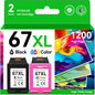 67XL Ink Cartridges Compatible for HP 67 Ink Cartridges Combo Pack Black Color Fit for Deskjet 2855e 4255e 2700 2755e 2734e 2842e 4255e 2827e 2723e 4155e 2742e Envy 6455e 6055e 6000 Printer