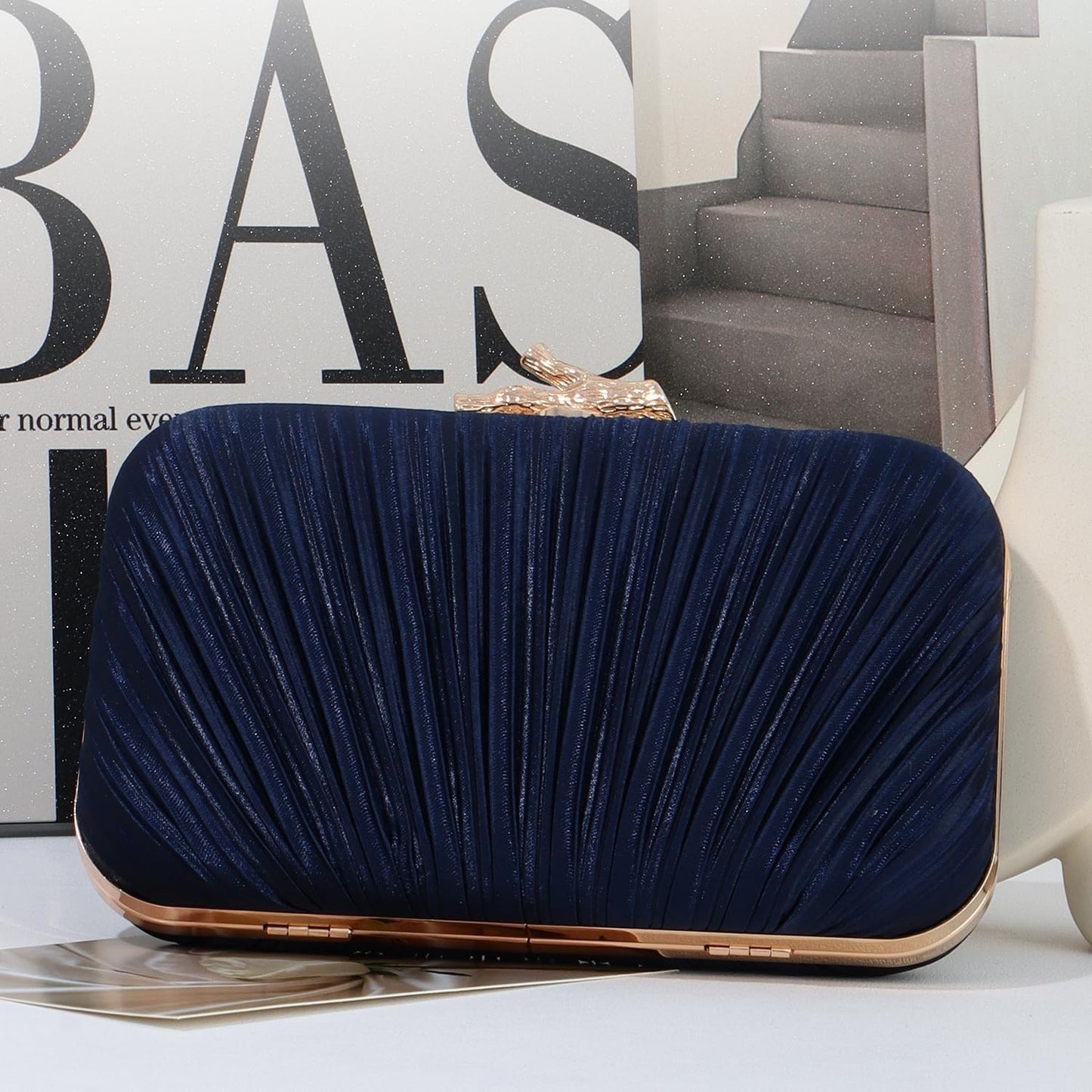 Clutch Purses for Women Evening Bag Pleated Clutch Bag with Chain Party Purses Handbag for Cocktail/Prom/Party/Wedding/Formal