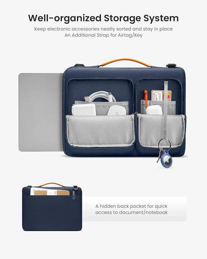 tomtoc 360 Protective Laptop Shoulder Bag for 16-inch MacBook Pro M4/M3/M2/M1 Pro/Max A3403 A3186 A2991 A2485 2024-2019, Water-resistant Sleeve for Dell XPS 15 Surface Book 3 The New Razer Blade 16