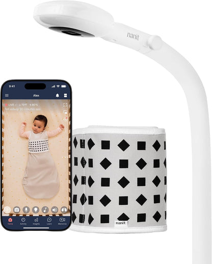 Pro Smart Baby Monitor | 1080p HD Wi-Fi Camera | Breathing Band | Sleep Tracking | 2-Way Audio | Floor Stand | White