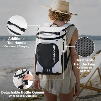 SPARTER Backpack Cooler Insulated Leak Proof 33/49 Cans, 2 Insulated Compartments Thermal Bag, Portable Lightweight Beach Travel Camping Lunch Backpack for Men and Women