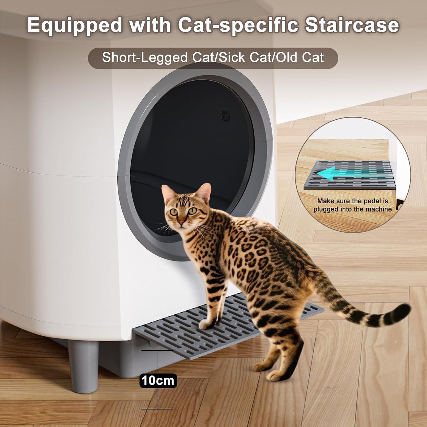 Automatic Cat Litter Box Ellenpent Self-Cleaning Litter Box with APP Control and Safety Sensor, 90L Large Capacity for Multiple Cats, Litiere Pour Chat Autonettoyant with 3 Rolls Poop Bags