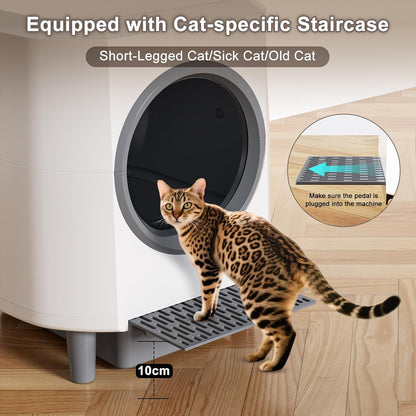 Automatic Cat Litter Box Ellenpent Self-Cleaning Litter Box with APP Control and Safety Sensor, 90L Large Capacity for Multiple Cats, Litiere Pour Chat Autonettoyant with 3 Rolls Poop Bags