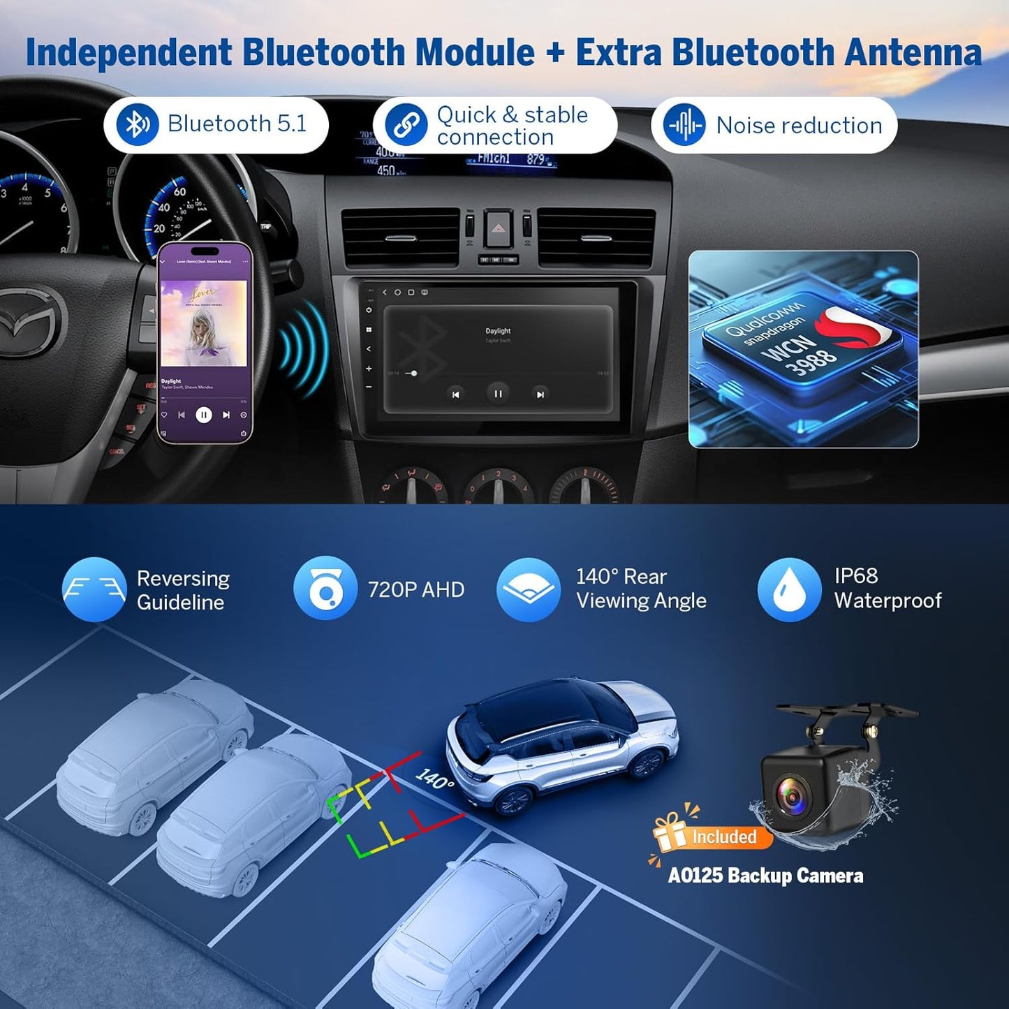 Eonon Android 13 Radio Compatible with Mazda 3 2010 2011 2013 2013 CarPlay & Android Auto, 2GB+32GB, Car Stereo for 2010-2013 Mazda 3 Headunit, 9'' IPS Screen, Bluetooth 5.4, Backup Camera-M3BLA13