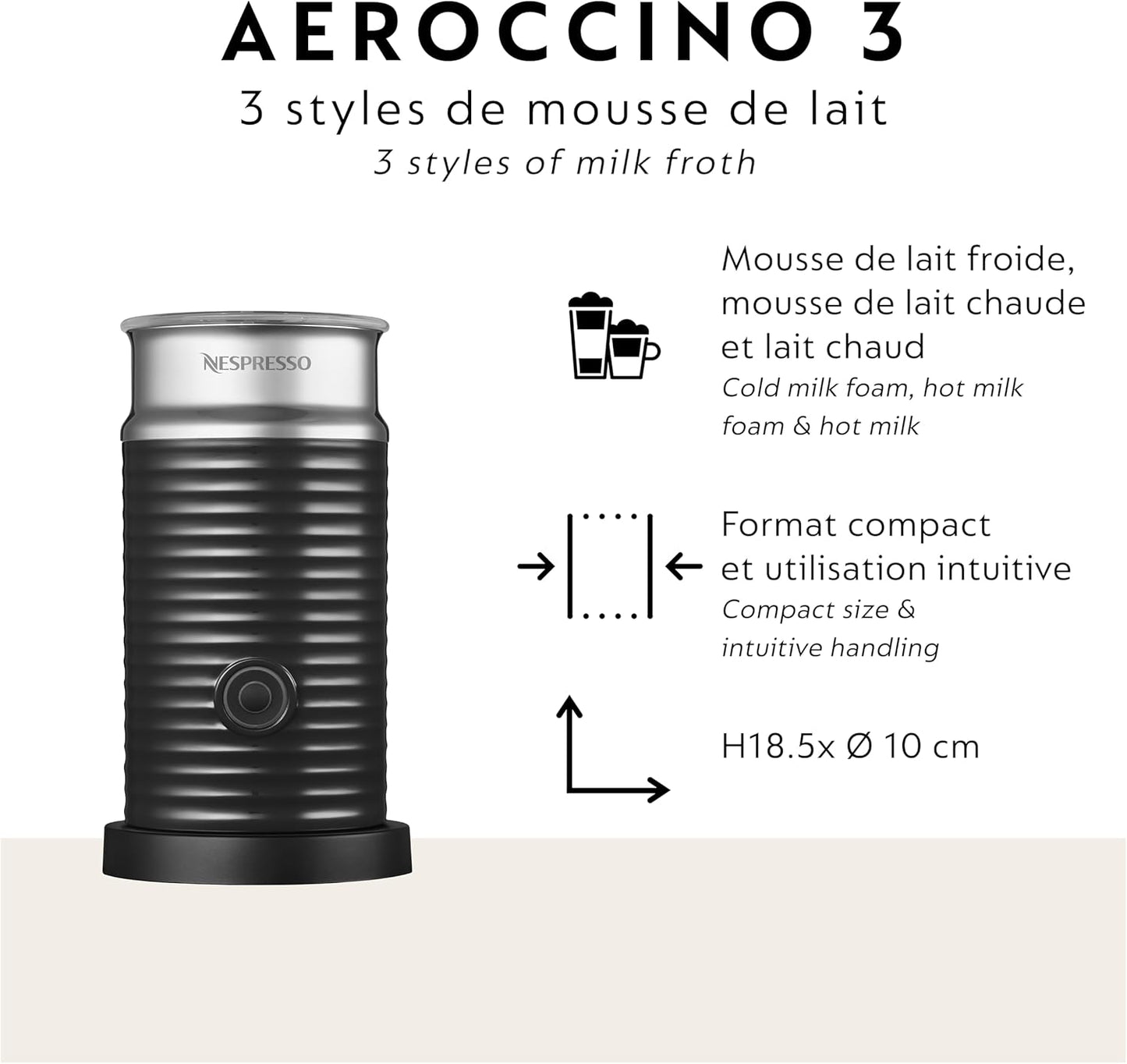 Nespresso Vertuo Next Coffee and Espresso Machine by Breville with Aeroccino Milk Frother - Light Grey