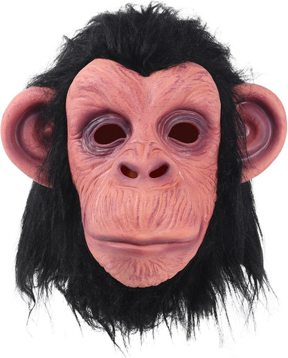 Black Chimp Mask Latex Full Head Mask for Halloween Costume Party Monkey Animal Mask