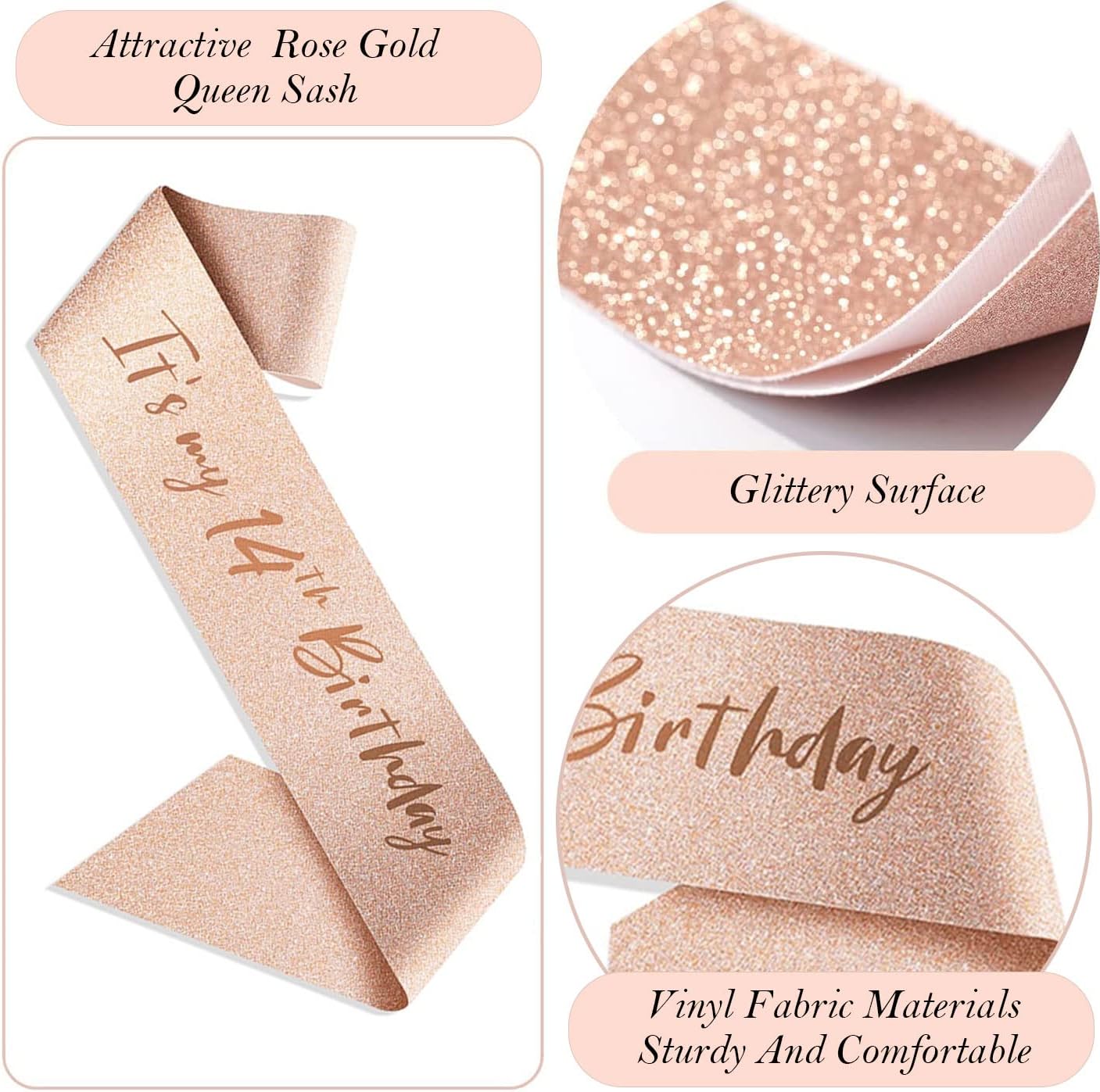 8pcs 40th Birthday Decorations gifts for Women, Including 40th Happy Birthday Cake Topper, Queen Sash with Pearl Pin, Sweet Rhinestone Tiara Crown for Women, Number Candles and Balloons (Rose Gold)