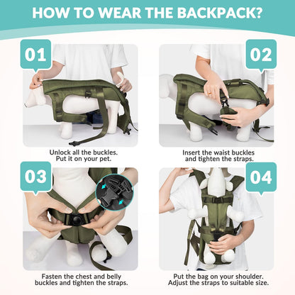 SlowTon Dog Carrier Backpack for Small Medium Dogs, Legs Out & Easy-Fit Dog Cat Puppy Front Carriers Bag for Pet Up to 35lbs, Adjustable Breathable Pet Backpack for Traveling Camping Hiking