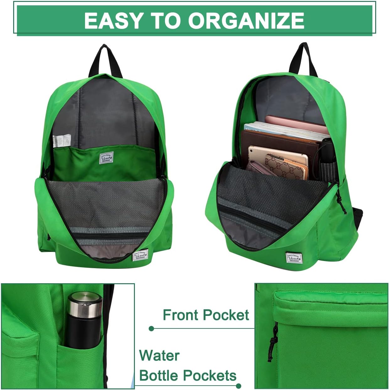 School Backpack for Kids, VASCHY Lightweight Water Resistant Casual Schoolbag Daypack for Men Women Teen Boys Girl Bookbag