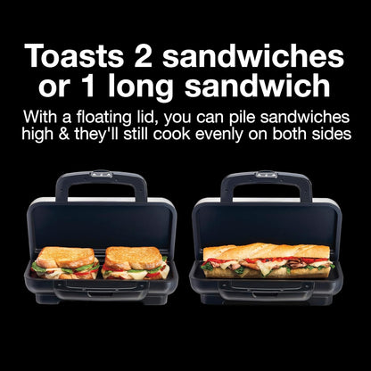 Proctor Silex Deluxe Hot Sandwich Maker, Nonstick Plates, Stainless Steel (25415PS) - PuriLite